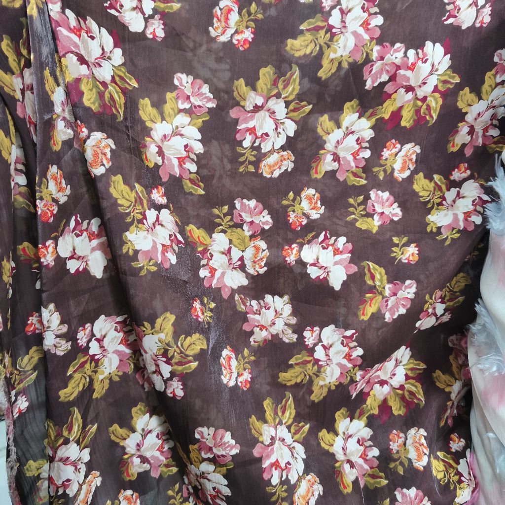 Shimmer Silk Premium Classic Floral Motif – เดรสสุดหรู เสื้อ & Gamis Material // ราคารายชื่อต่อ 0.5 