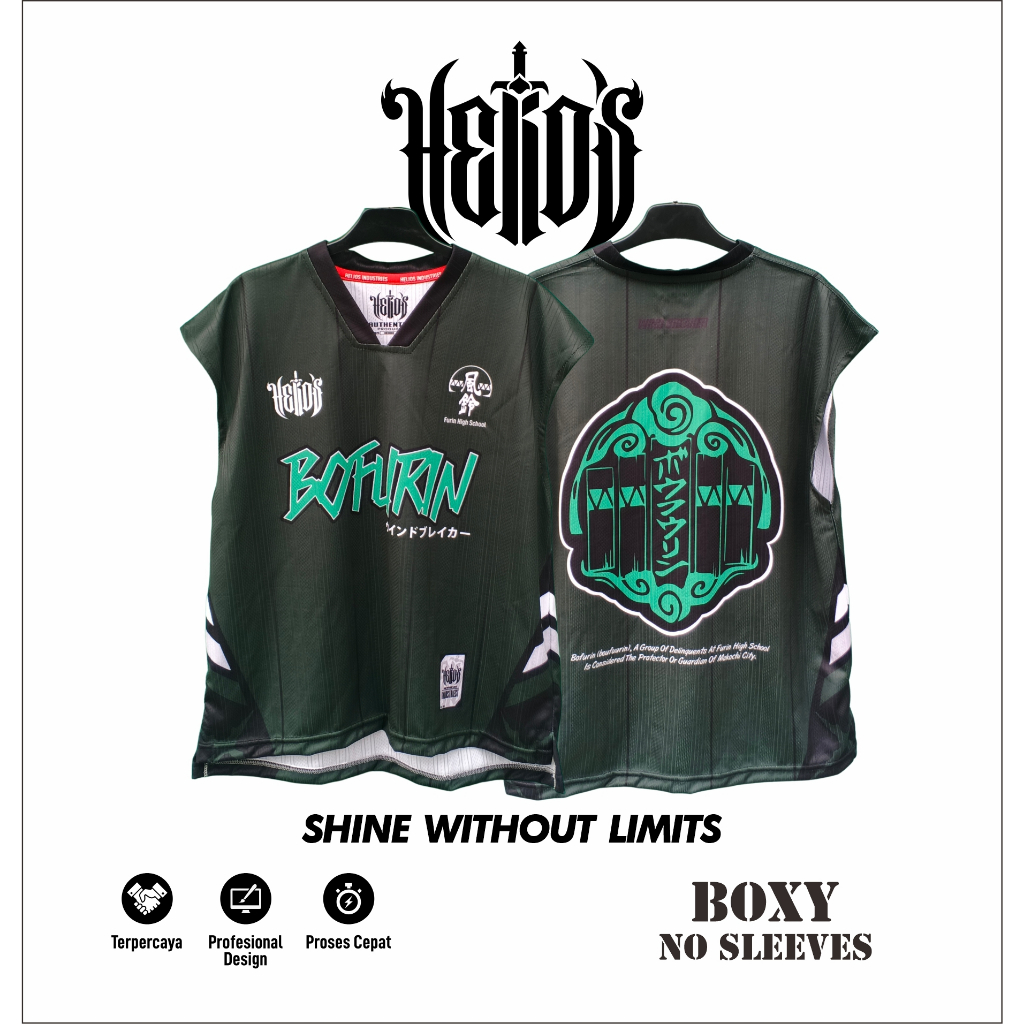HELIOS JERSEY NO SLEEVES BOXY BUFFIN WIND BRAKER FULL PRINTING SUBLIMATION