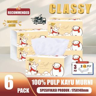 CLASSY Tisu 3 Lapis 300 Lembar × 6 Pack | Ukuran 175×140mm | Tisu Wajah Lembut