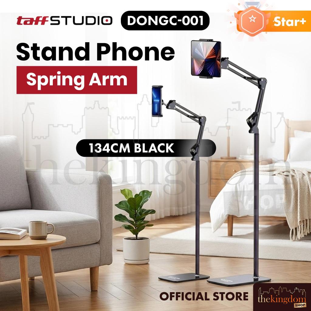 TaffStudio DONGC-001 ที่วางโทรศัพท์แบบตั้งพื้นแขนสปริง 134 ซม.สมาร์ทโฟนสีดํา iPad แท็บเล็ตขาตั้งกล้อ