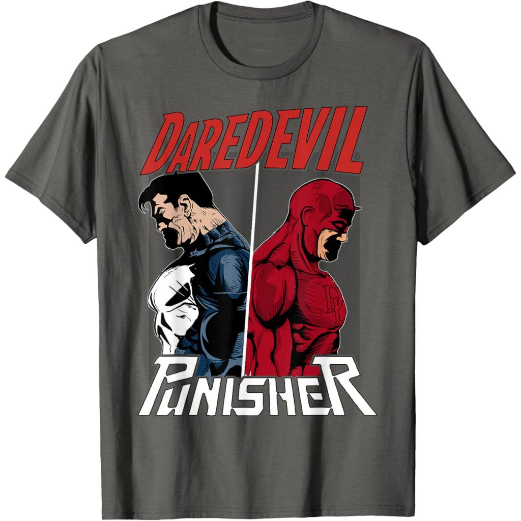Marvel Daredevil The Punisher Only One Way Graphic T-Shirt – Vintage 90s Retro เสื้อสําหรับผู้ชายและ