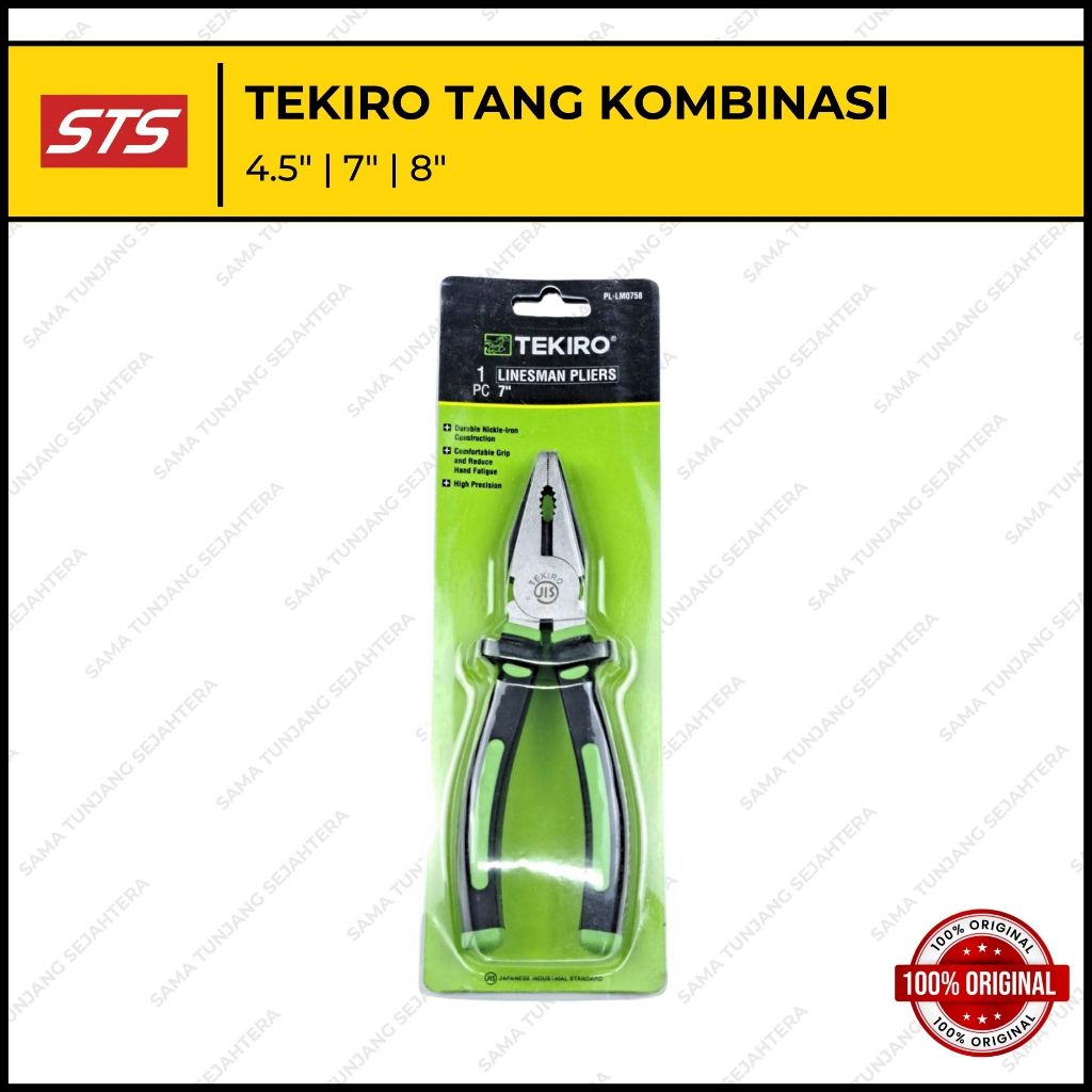TEKIRO COMBINATION PLIERS 4.5" 7" 8" - LINESMAN PLIERS - CLAMP CUTTING PLIERS - COMBINATION PLIERS