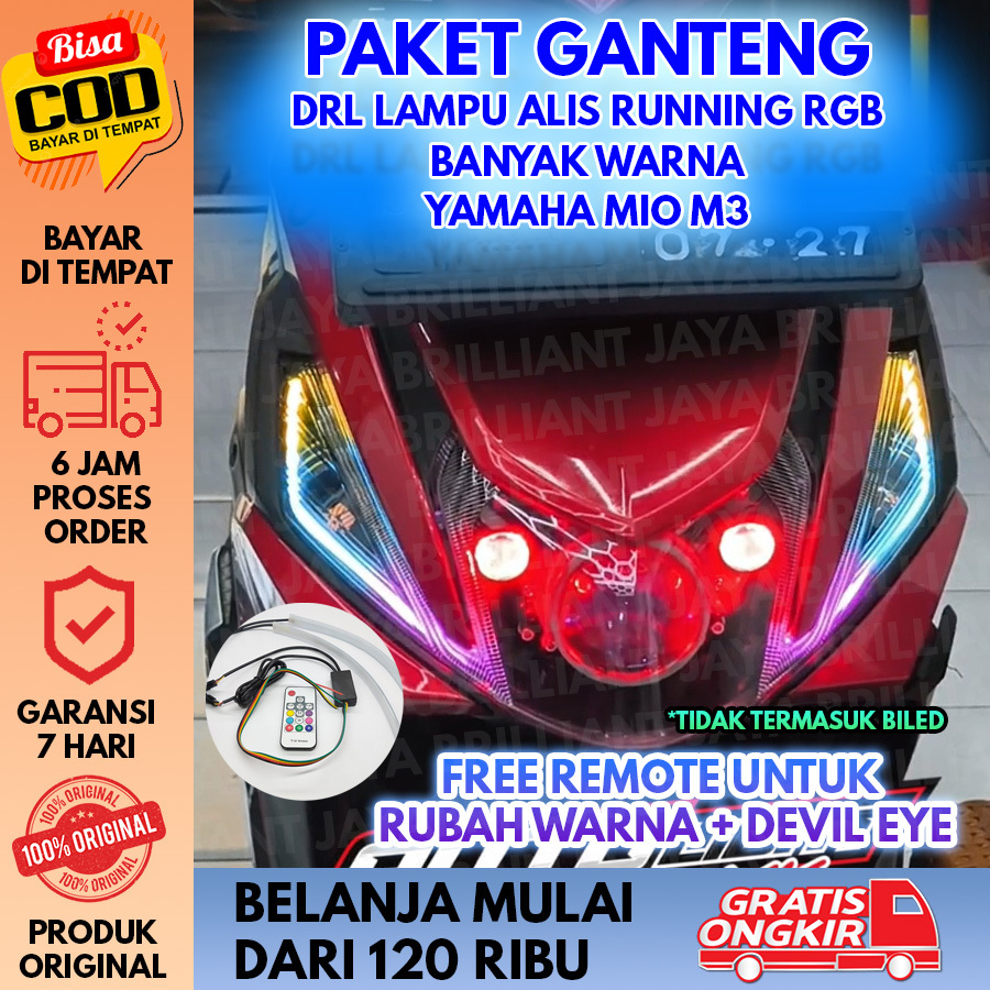 ชุดเต็ม RGB RUNNING EYEBROW DRL LIGHTS MIO M3 BONUS DEVIL EYE 2 RGB EYEBROWS + BONUS 2 ชิ้น DEVIL EY