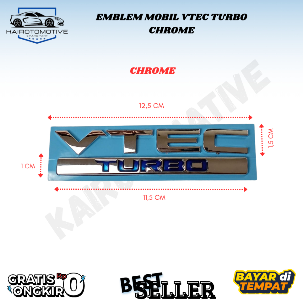 VTEC TURBO สัญลักษณ์รถยนต์โครเมียม