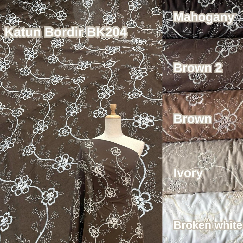 KATUN EMBROIDERED COTTON BK204 (ราคาต่อ 50cm)