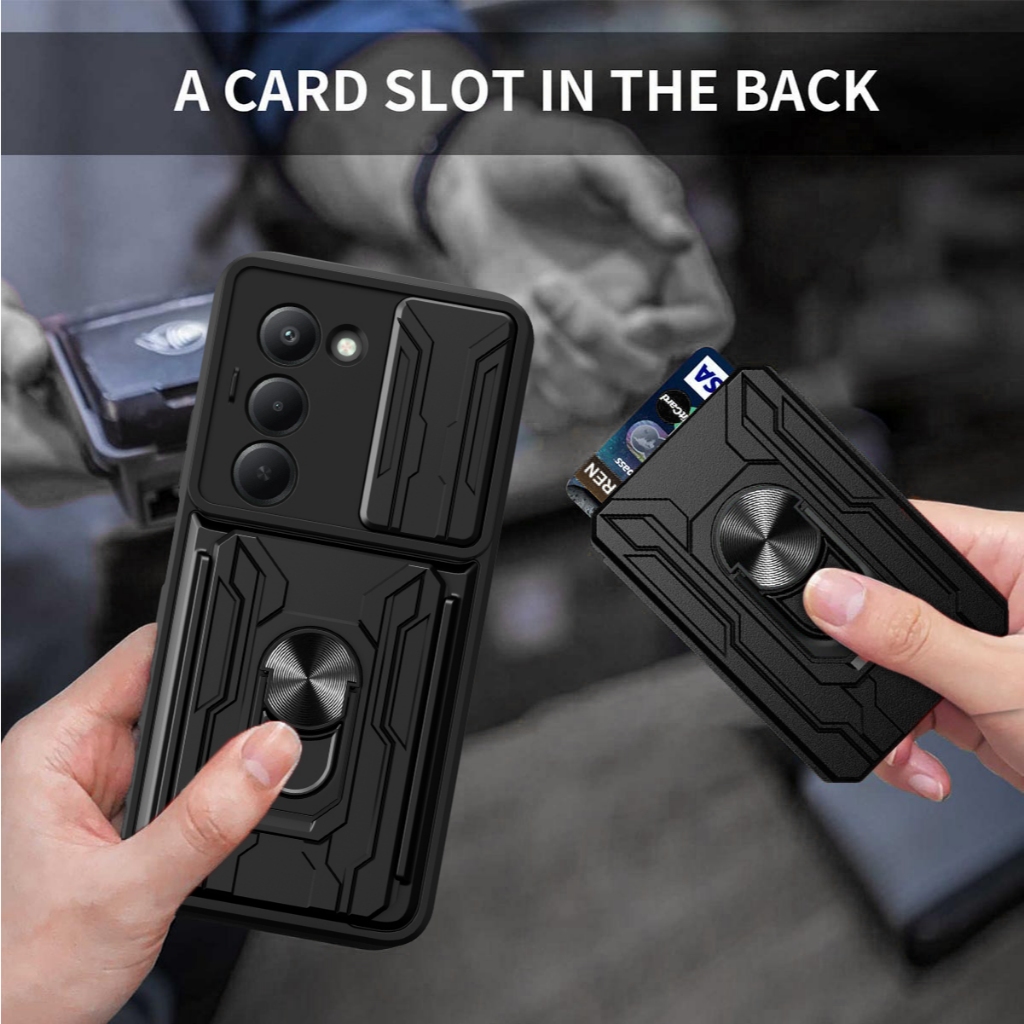 Xiaomi Redmi 15 - CardX Flip Lens Card Ring เคสเกราะที่ทนทานกันกระแทก