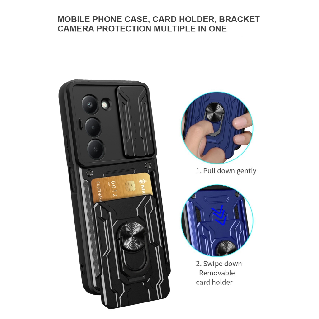 Xiaomi Redmi 15 - CardX Flip Lens Card Ring เคสเกราะที่ทนทานกันกระแทก