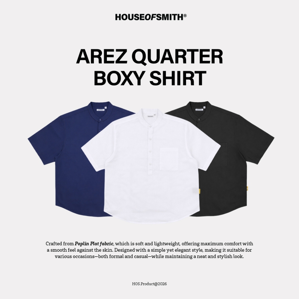 KEMEJA House of Smith Mens Boxy Shirt - Arez Quarter Boxy Shirt - Boxy Shirt