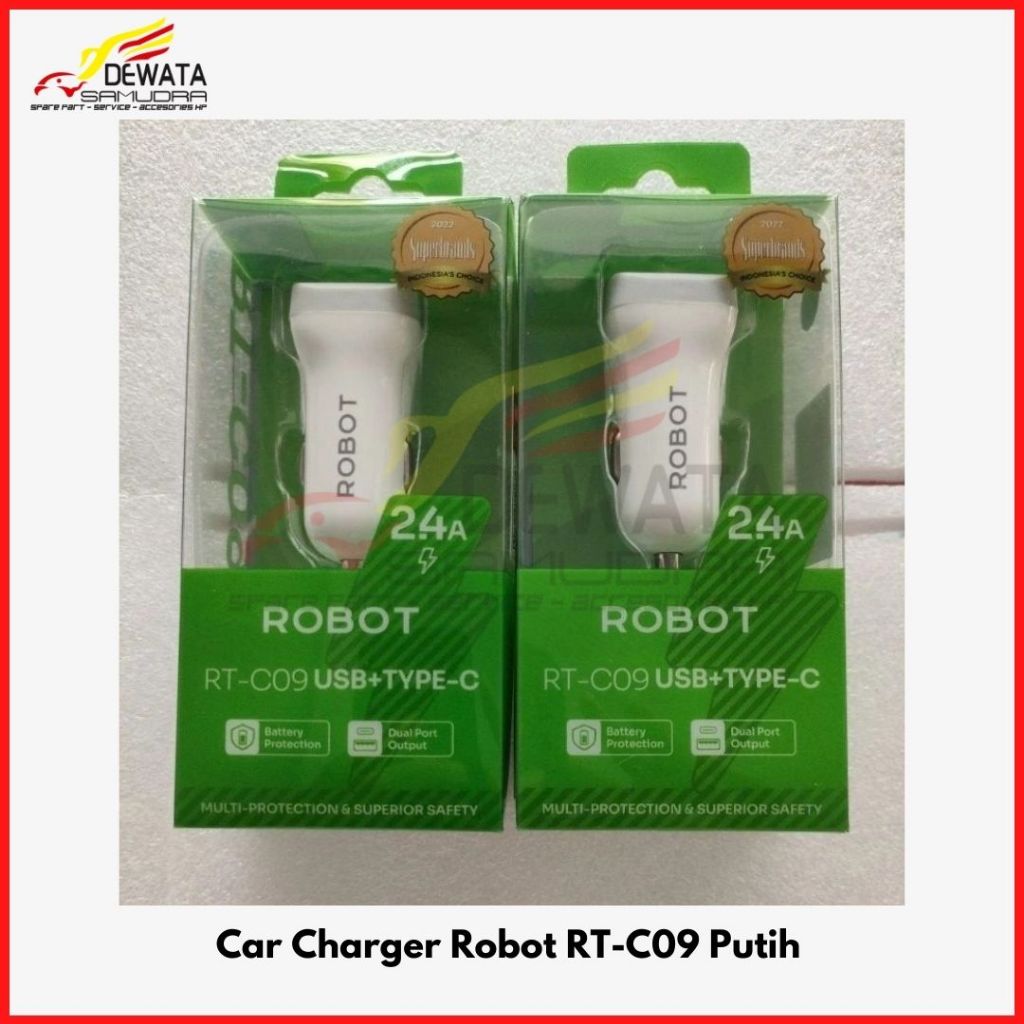 Robot RT C09 ที่ชาร์จในรถยนต์สีขาว