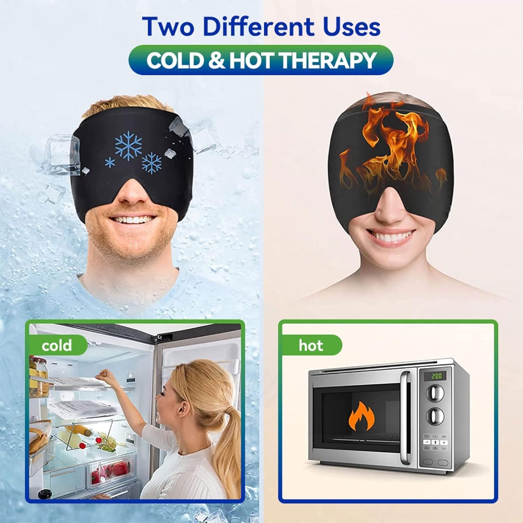 GlestRadio - YUKU ไมเกรนเจลแพ็คน้ําแข็งเย็นไมเกรนหมวก 400g - YK400 - สีดํา