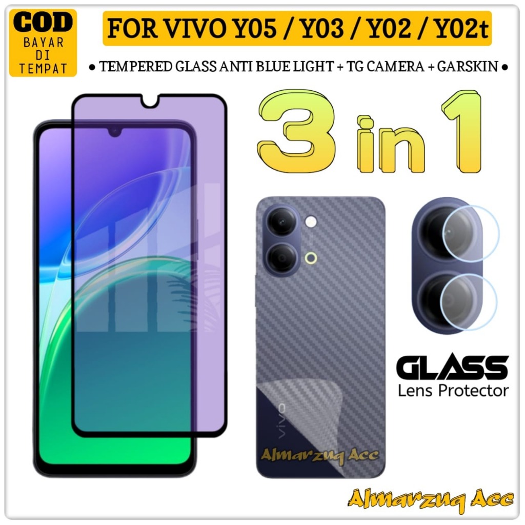 Vivo Y05 Y03 Y02 Y02t แพ็คเกจกระจกนิรภัย Anti-Scratch Full Glass Anti-Scratch กล้อง Garskin