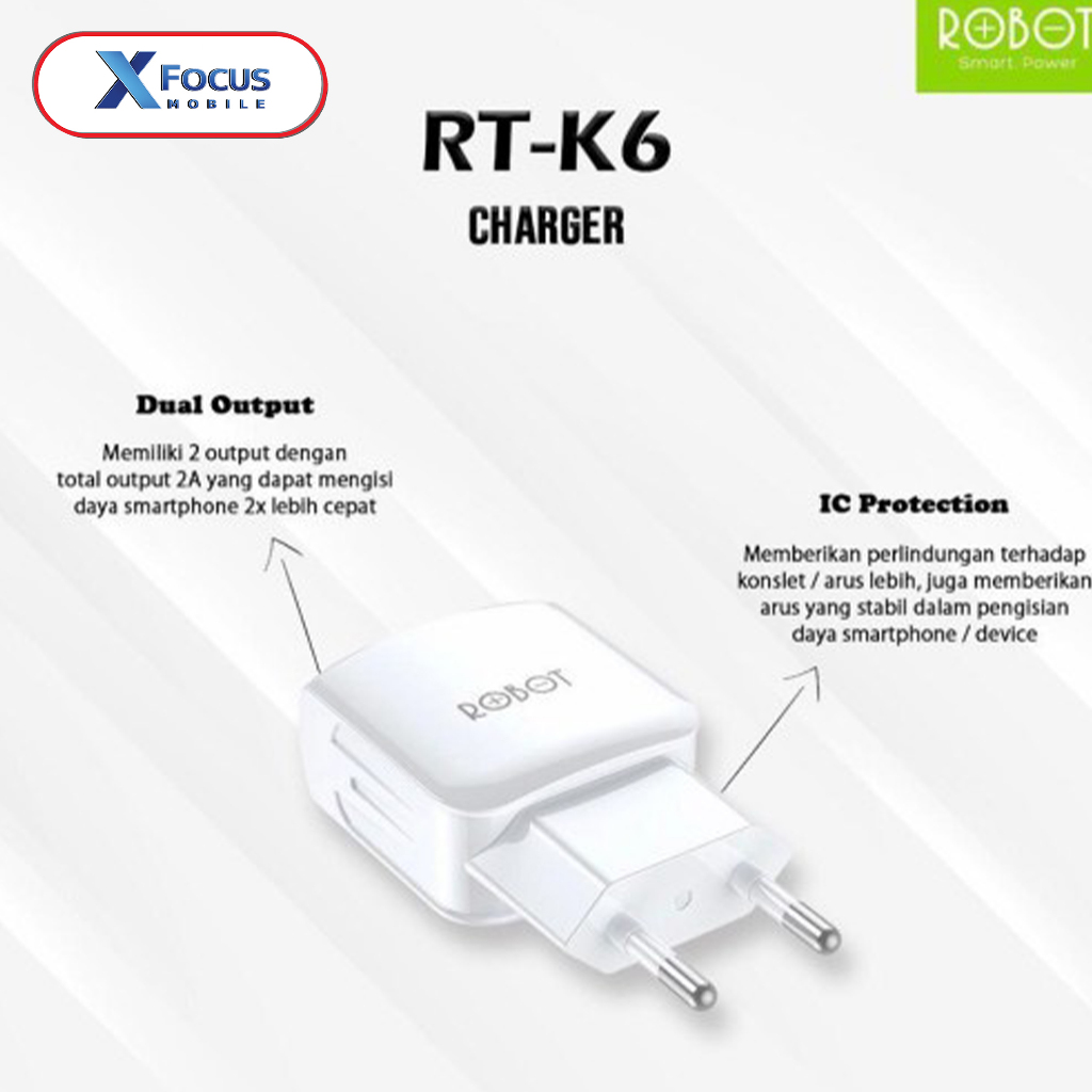 ROBOT CHARGER ROBOT HEAD ROBOT RT-K6 RTK6 2.4A ต่อชิ้น