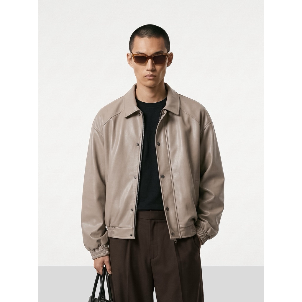HIGHY Alder Taupe เสื้อแจ็คเก็ตหนัง | เสื้อแจ็คเก็ตผู้ชาย