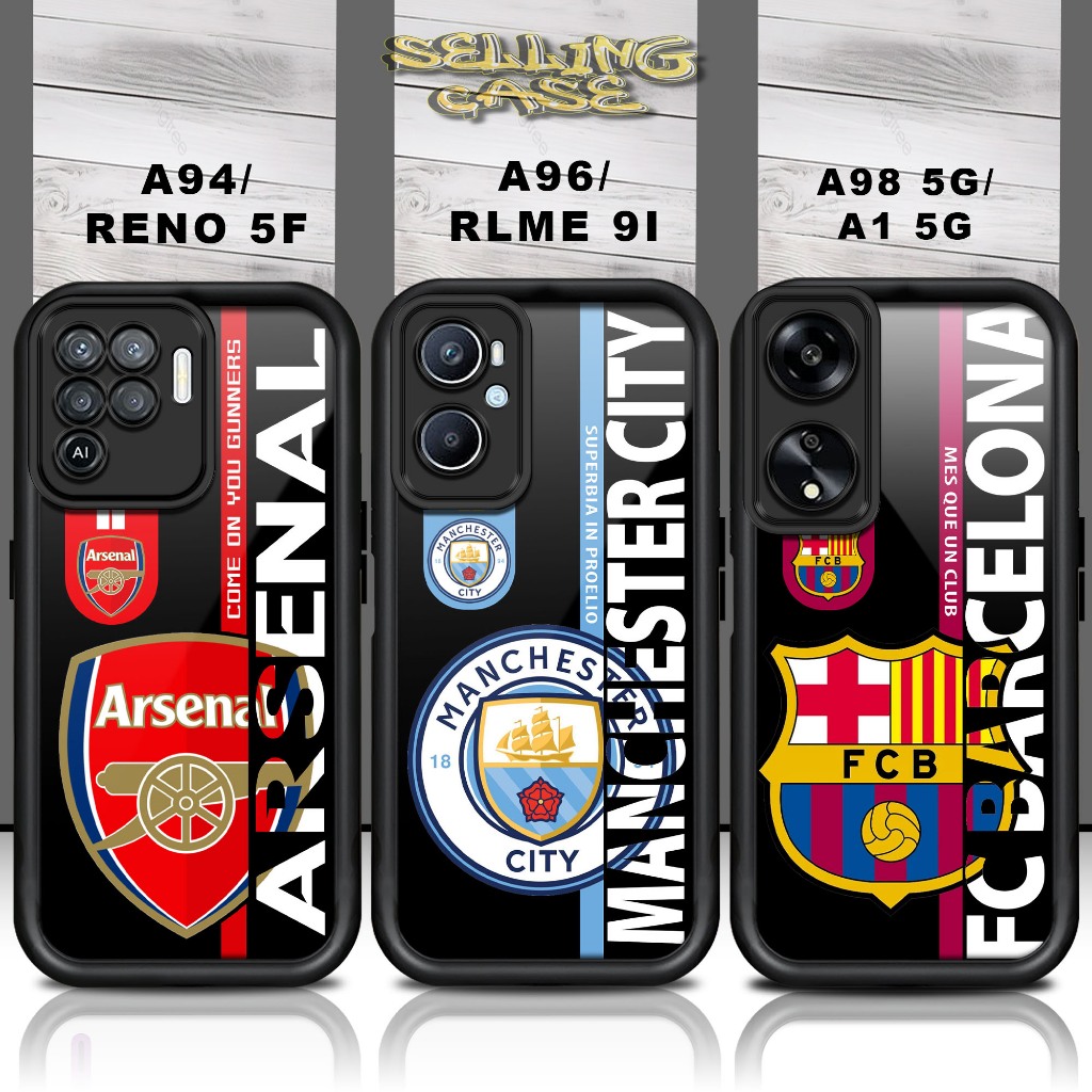 Softcase แก้ว kaca สําหรับ OPPO A94 RENO 5F A96 RLM 9i A98 5G A1 5G FOOTBALL ปลอกโทรศัพท์มือถือกรณี 