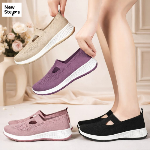 New Steps NS095 36-40 (Freebox) รองเท้าฟลายนิตอินเทรนด์ 2 หลุม, วัสดุผ้าใบ - รองเท้า Ked - รองเท้าทํ