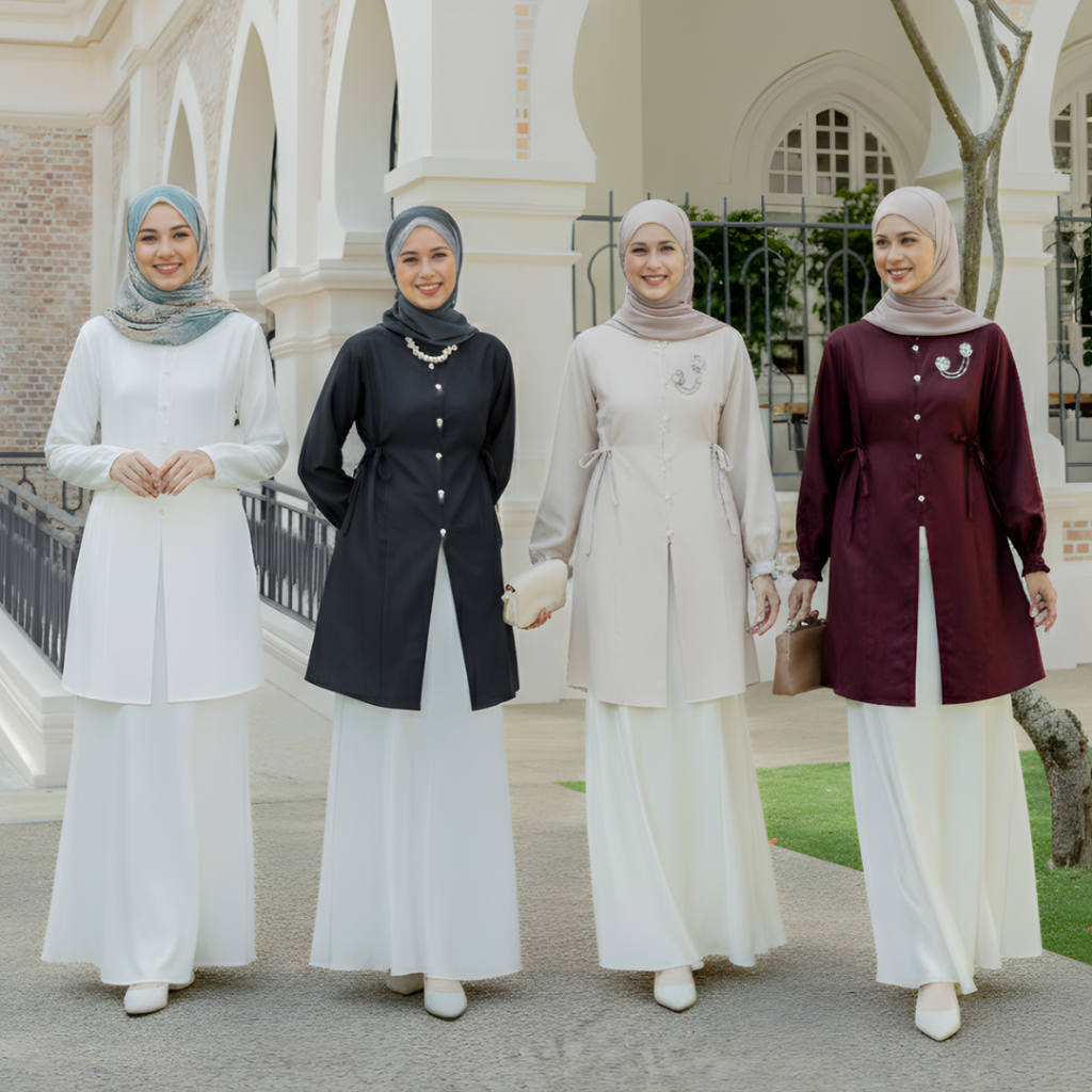 [Raya Collection] Kalasirs Eid Clothes Womens Tops Plain Tunic Nursing Friendly Kayali Dobby - Liora