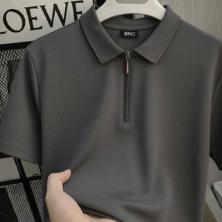kaos kerah zipper pria atasan cowok lengan pendek unisex pria wanita model polos
