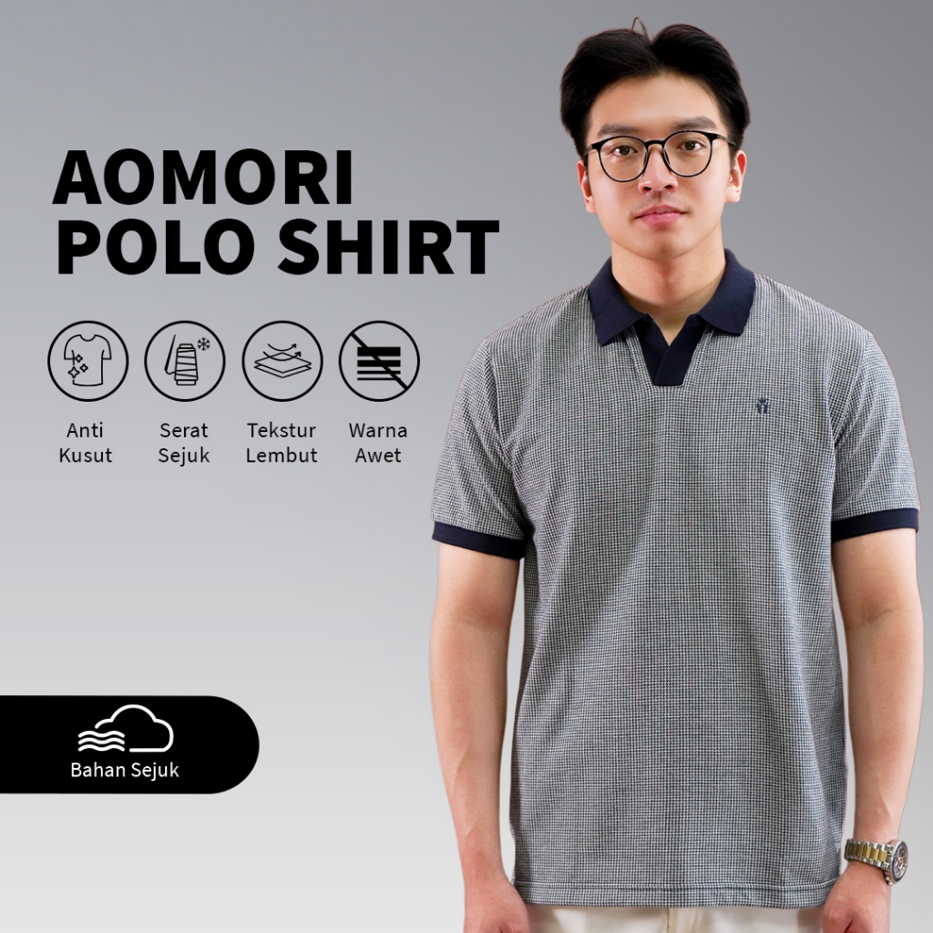 MATSUDA Aomori Navy - เสื้อโปโลผู้ชายสีขาวคอปก