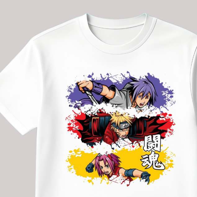 Naruto Team 7 Cotton Graphic Anime Boys เสื้อยืด