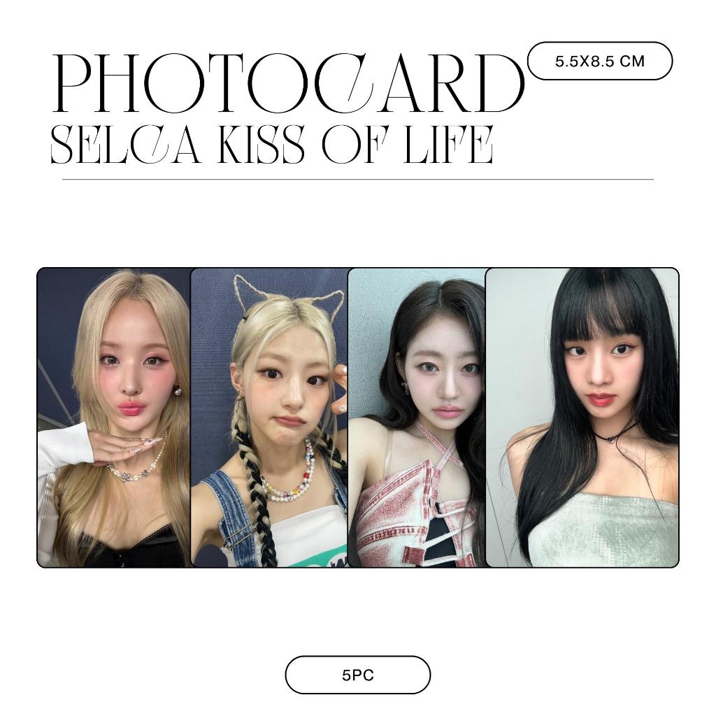 HOLOGRAM โฟโต้การ์ด KISS OF LIFE SELCA SHHH การ์ด KPOP 5 ชิ้น UNOFFICIAL NATTY BELLE JULIE HANEUL