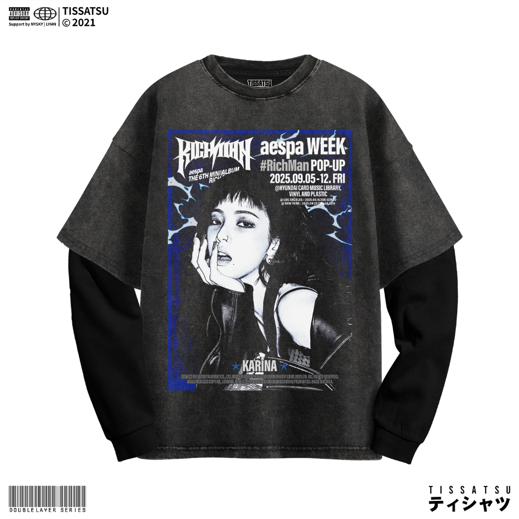 TISSATSU Longsleeves AESPA KARINA RM Double Layer Oversize / Long Sleeve Wash Shirt AESPA-53