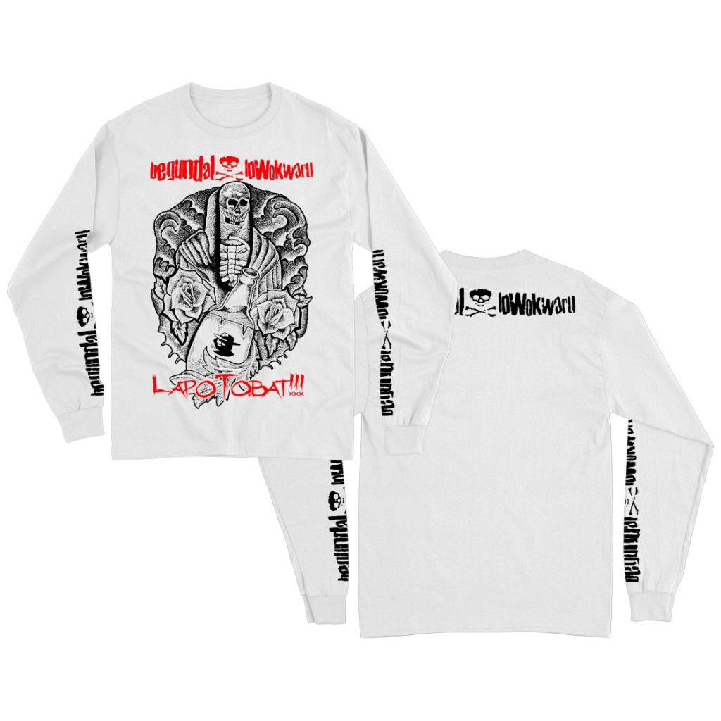 Begundal Lowokwaru เสื้อยืดแขนยาว Punk Band - Lolo Tbat สีขาว