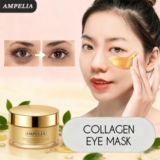 AMPELIA Masker Mata Avocado Collagen 60 Lembar - Atasi Kerut, Kantung Mata, Lingkaran Hitam & Kulit Kering | Glowing, Pelembab, Anti Aging dengan Niacinamide & Vitamin E