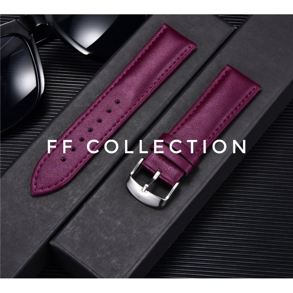 UNGU FF HANDMADE 12MM - 22MM ORIGINAL LEATHER WATCH STRAP สีม่วง