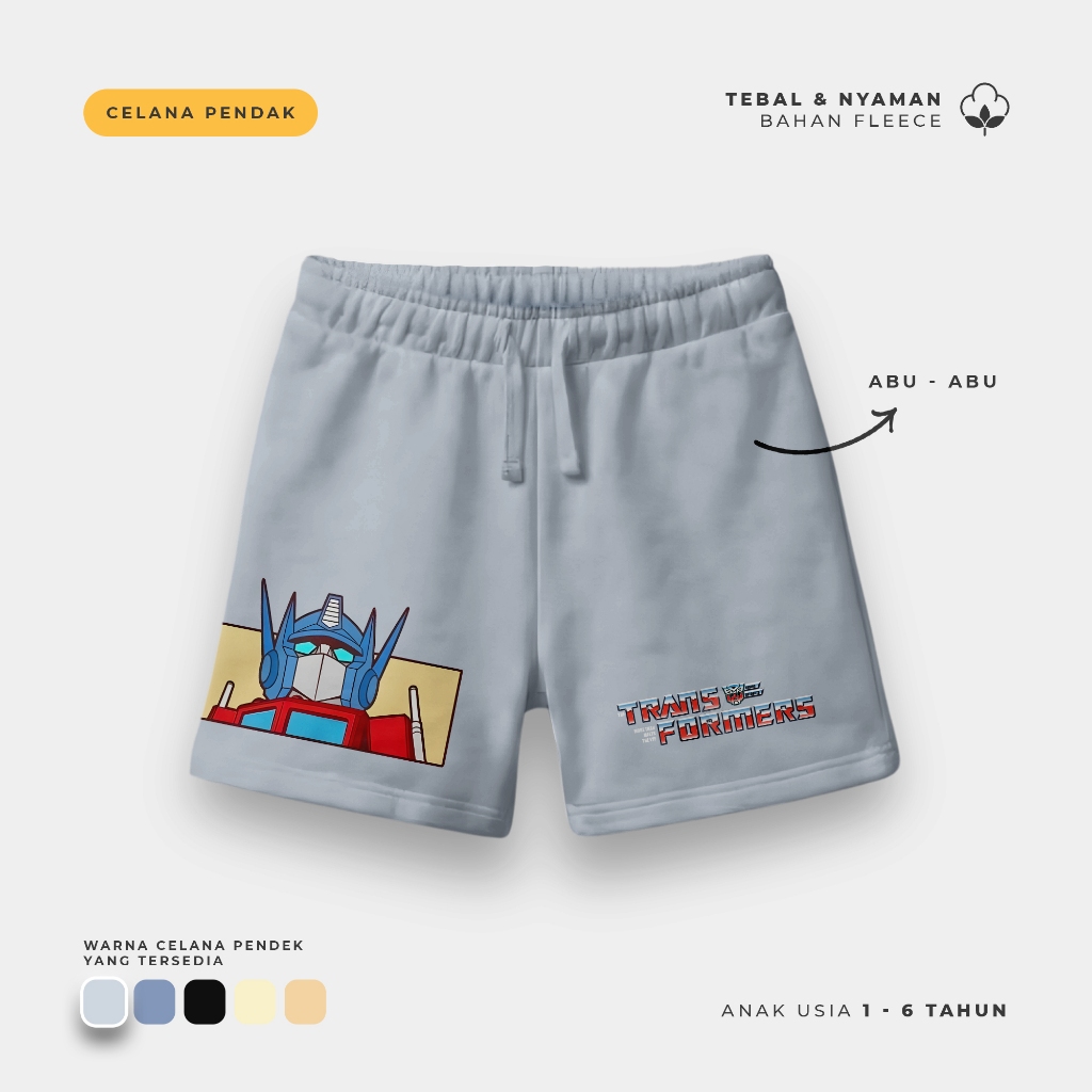 Transformers Head 8 กางเกงขาสั้นเด็กกางเกงอายุ 1-6 ปีกางเกงทุกวัน