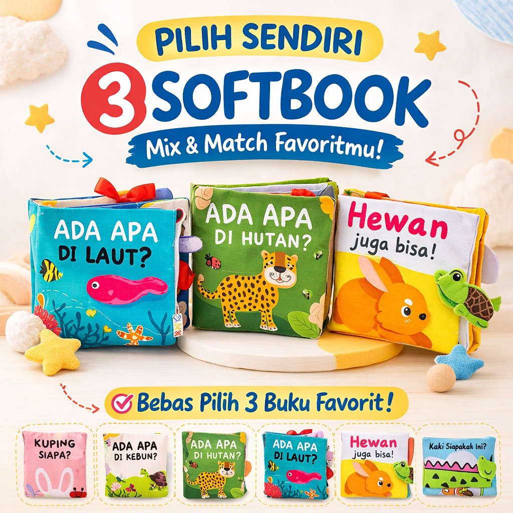JELMA Buling Free Choice of 3D Sensory Cloth Books | 4-12 เดือน
