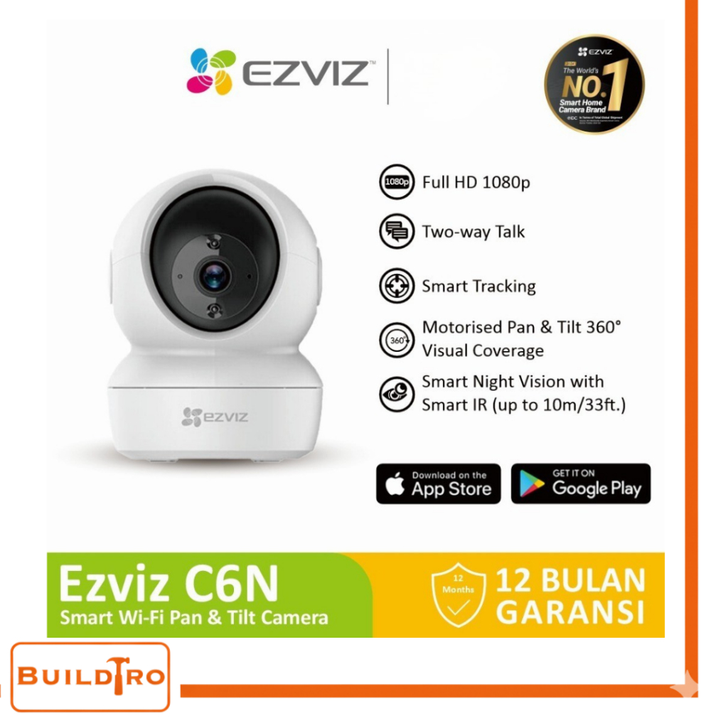 Ezviz C6N กล้องวงจรปิด Full HD 1080p 2MP พร้อม Smart Night Vision (ไม่มีการ์ด SD)