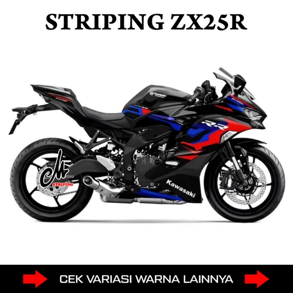 สติ๊กเกอร์ MubaroqSTRIPING Kawasaki Zx25r - Zx25rr Bmw Tricolor