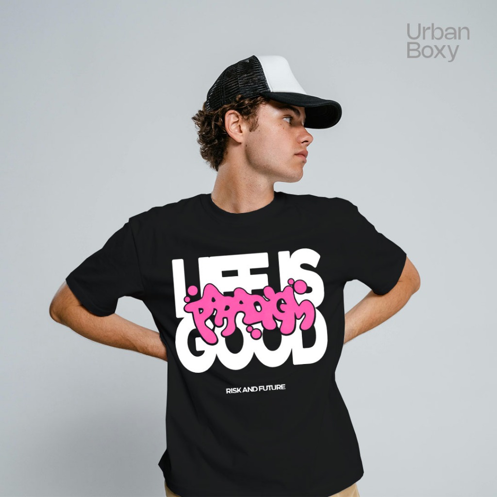 HOT เสื้อยืด Boxy Fit Puff Ink Life Is Good Abu