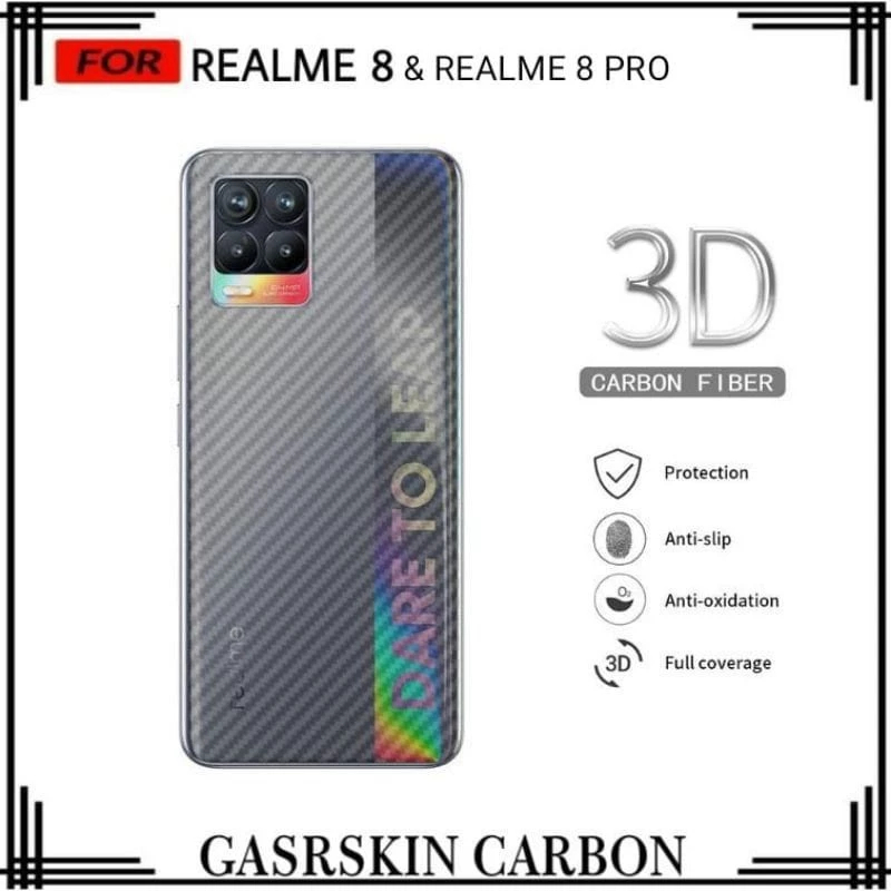 Anti-Scratch Back Garskin สําหรับ Realme 8 4G & Realme 8 Pro | สกินคาร์บอน Realme8 4G / Rilmi 8 PRO 