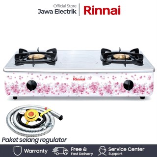 RINNAI RI-712AF Kompor Gas 2 Tungku Jumbo Stenlies Steel - Motif Bunga