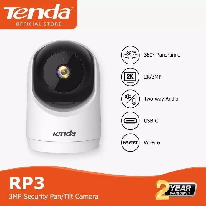 TENDA RP3 3MP WiFi กล้องวงจรปิดในร่ม 360 เต็นท์° ดูกล้องเอียงแพนรักษาความปลอดภัย 3MP