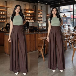 Lavie Pants - Culote Palazzo Highwaist Celana Panjang Wanita Celana Kantor Formal Casual Trendy - Celana Kulot Wanita Wide Leg - Celana Highwaist Wanita