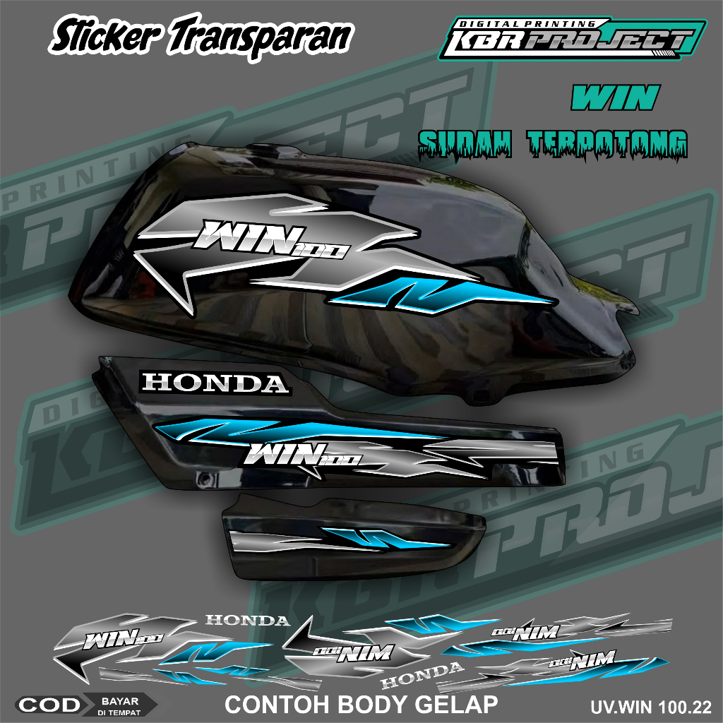 WIN 100 COOL PREMIUM TRANSPARENT STRIPING STICKERS HONDA RACING VARIATION LINES 22 ชิ้น