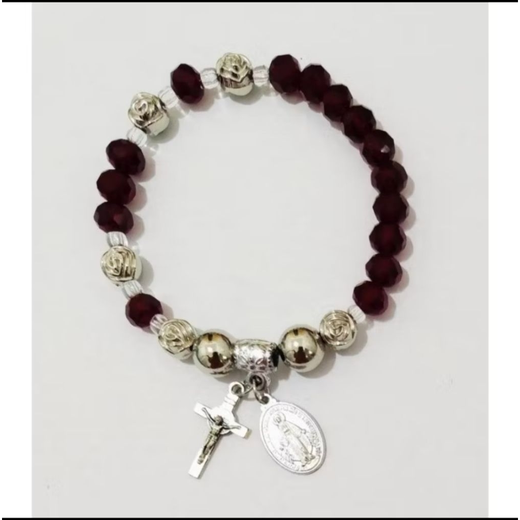 G29 LUXURY BLACK DOFF CZECH CRYSTAL PEARL ROSARY BRACELET 8MM