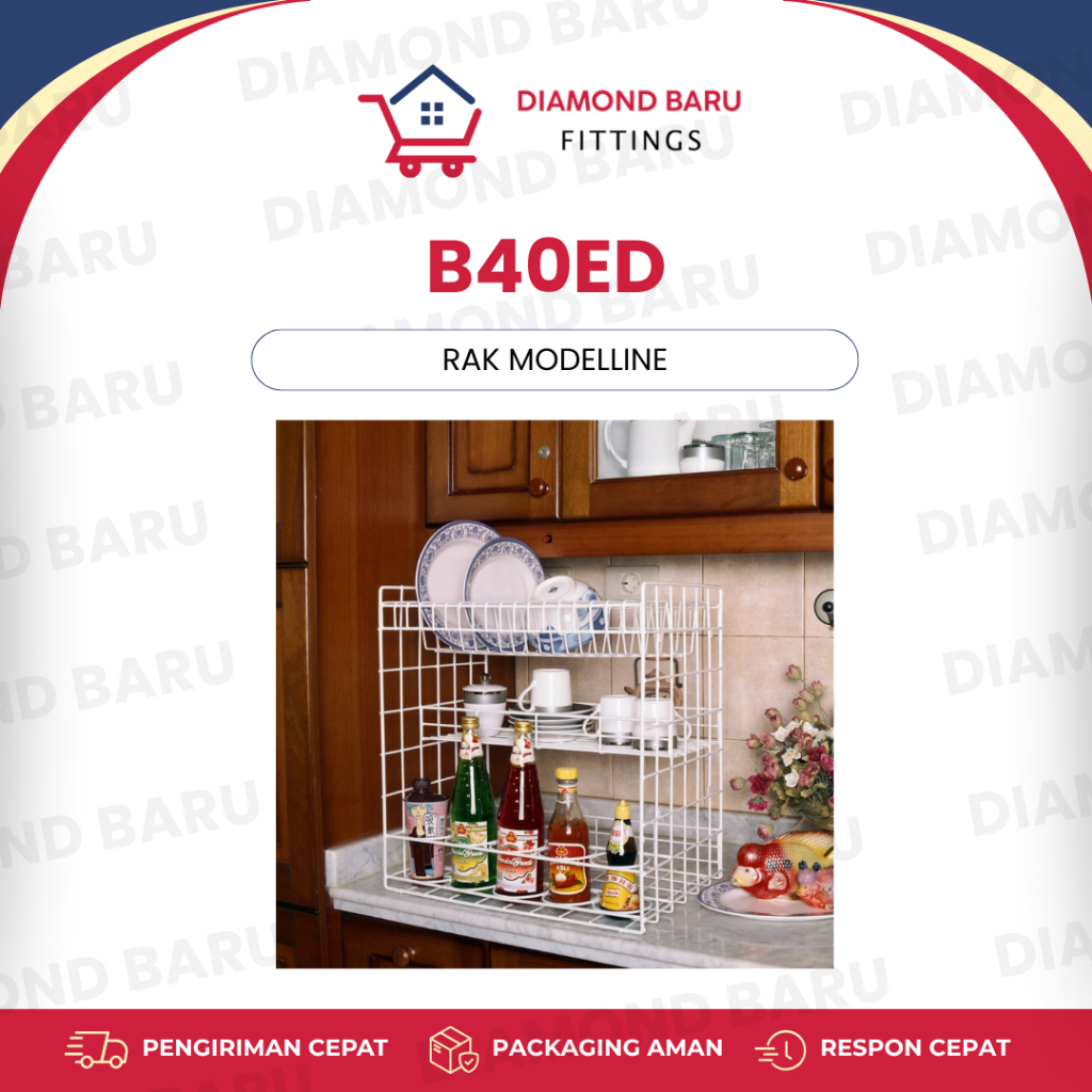 Modelline B40ED ชั้นวางจานและขวด / ชั้นวางของในครัว 2.5 ชั้น / ชุดครัว ชั้นวางขวดแก้ว