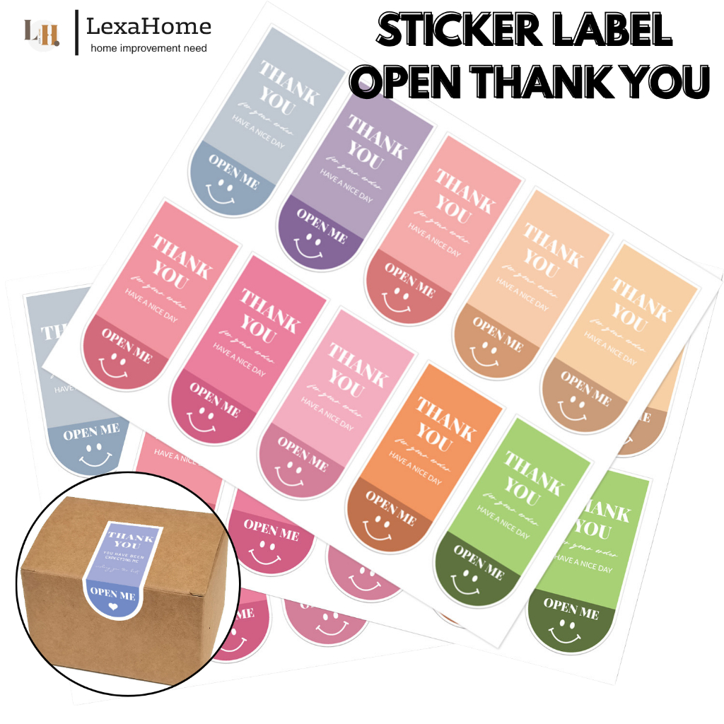 [100 ชิ้น] Open Me Thank You Motif Packing Box Seal Stickers, Cardboard Packing Stickers