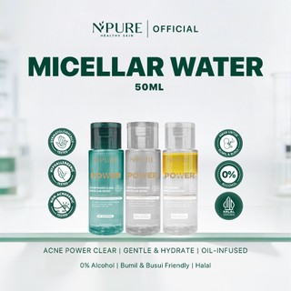 NPURE Micellar Water All Variant 50ml - Pembersih Wajah untuk Semua Jenis Kulit