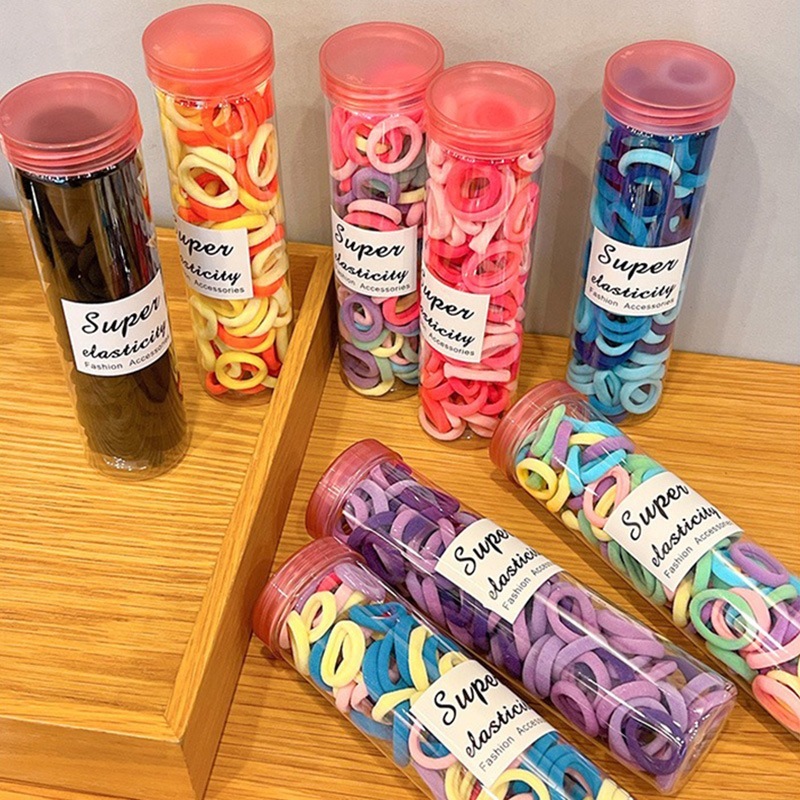 DONUT HAIR TIE 100 ชิ้น/กล่องผมผู้หญิง TIE ELASTIC DONUT ผมยาง TUBE DONUT