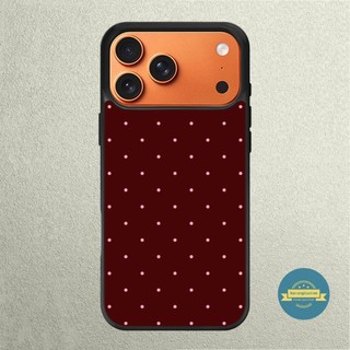 Case iPhone 17 16 15 14 13 12 11 Mini Plus Pro Max TPU Rubber Softcase Polka Dark Red