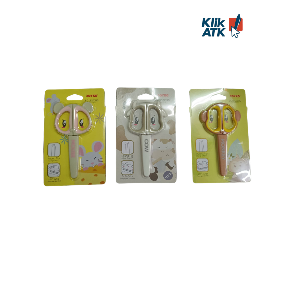 JOYKO กรรไกรที่ปลอดภัยสําหรับกําไรเด็ก SC-26, SC-27, SC-28 ลิง, เมาส์, รุ่นวัว - ต่อชิ้น