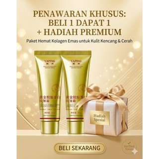2pcs Krim Anti-Kerut Kolagen Emas 50g - YAPING Gold Collagen Anti Wrinkle Cream 50g Krim Wajah Anti Penuaan Mencerahkan dan Mengencangkan Kulit Glowing 24K Emas