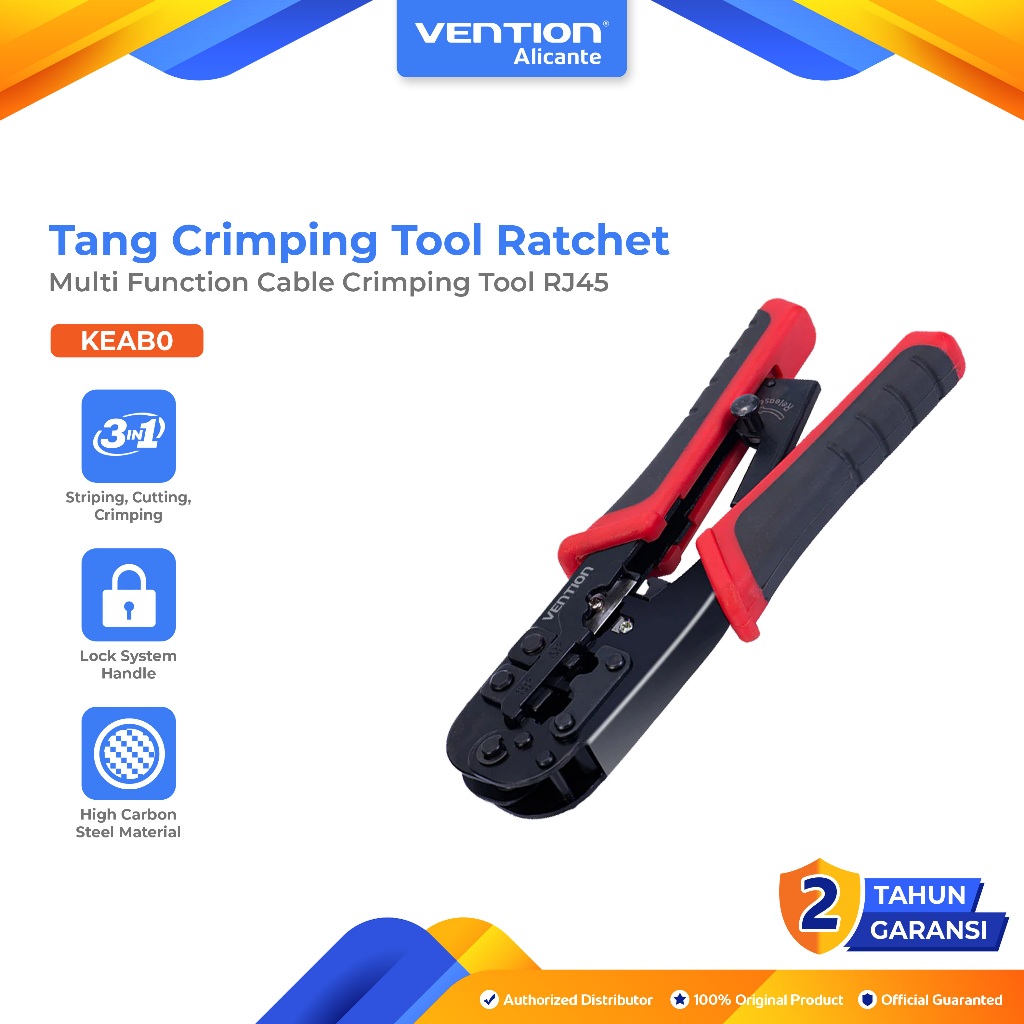 Vention CRIMPING TOOL Ratchet Multi Function CABLE CRIMPING TOOL RJ45 RJ11 Peeling LAN สายโทรศัพท์ 4