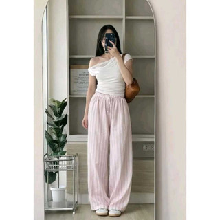 Everyday Pants - Strip Pants Celana Panjang Wanita Baggy Kantor Kuliah - Kulot Pinstripe - Celana Formal Casual Wanita