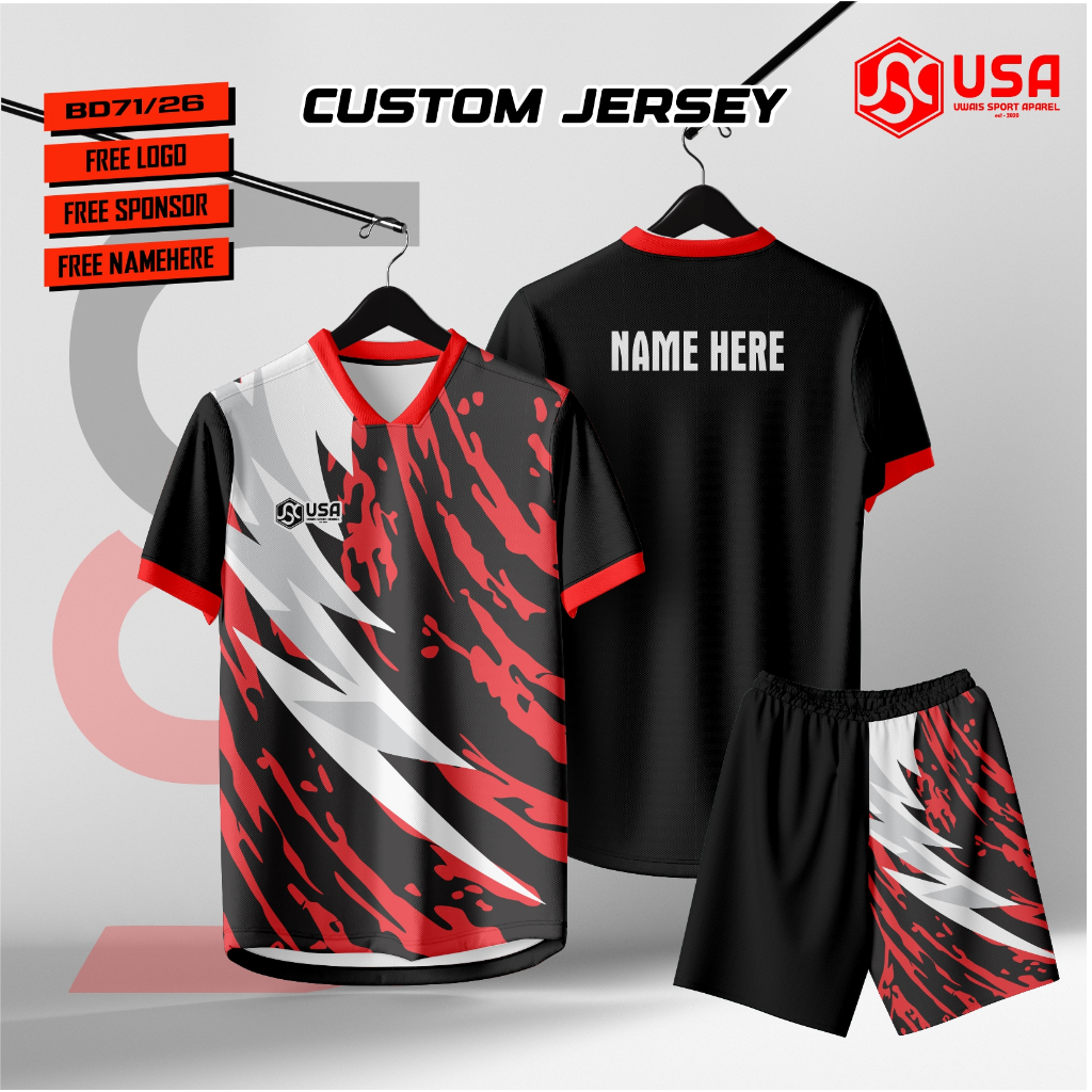 เสื้อกีฬาพิมพ์ลายเต็ม BD71/26 / BADMINTON / FUTSAL / VOLLEYBALL / COSTUME LOGO NAME SPONSOR / สามารถ