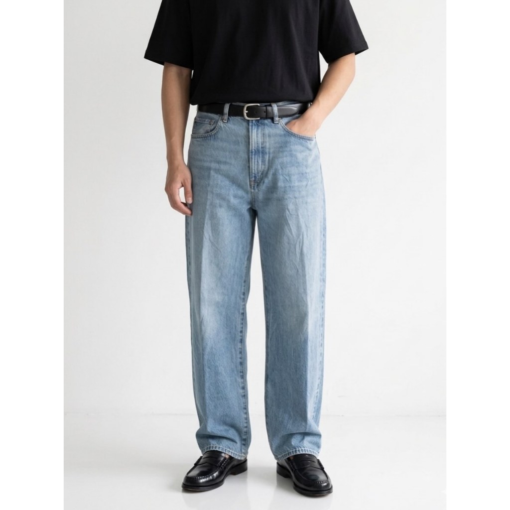 GU DENIM WIDE LEGS / BAGGY FIT LIGHT กางเกงยีนส์สีน้ําเงิน (31)